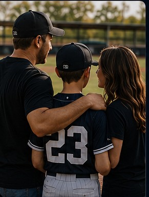 Sports family together at the ballfield
